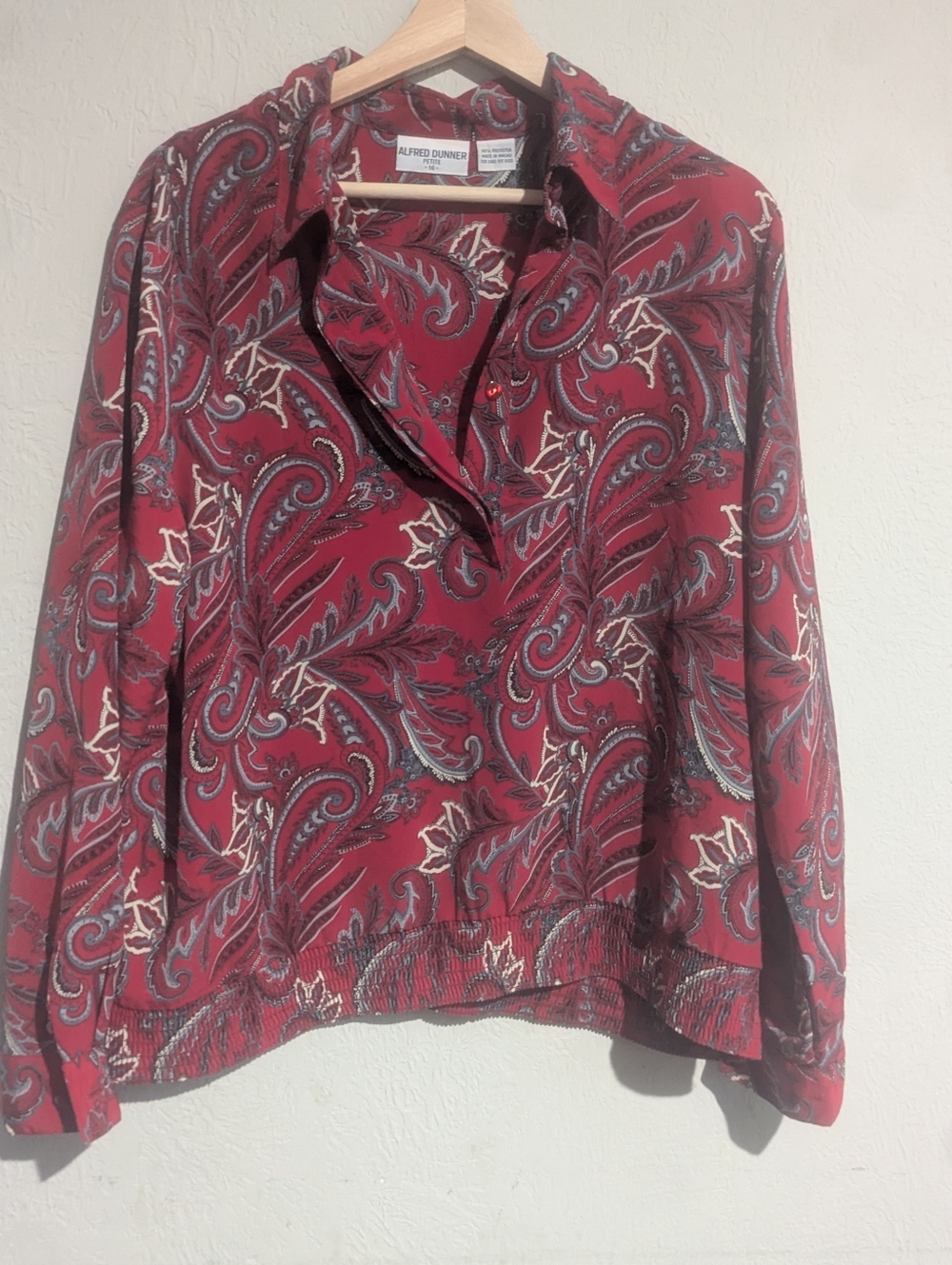 Alfred Dunner Women's Red Paisley Pullover Blouse